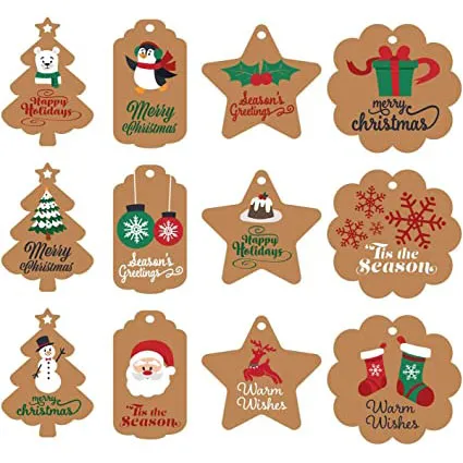 120pcs Christmas Kraft Gift Tags