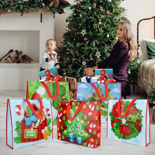 12pcs Large Reusable Christmas Tote Bag