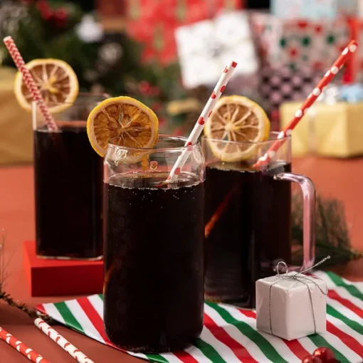200pcs Disposable Christmas Paper Drinking Straws