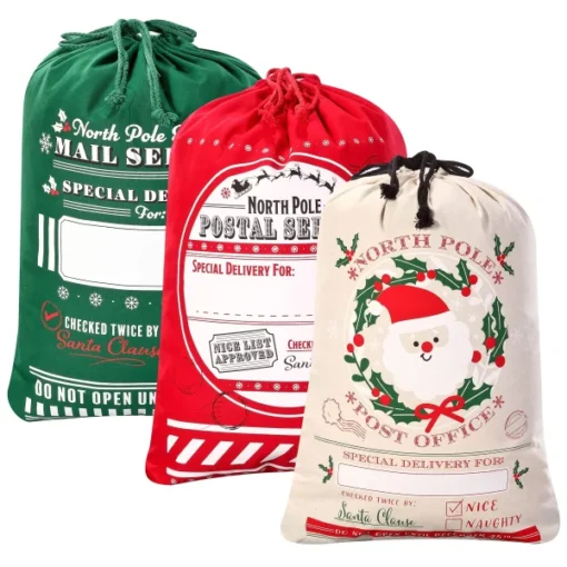 3Pcs Burlap Sack Bags With Drawstring