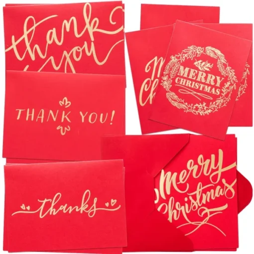72pcs Christmas Red Thank You Cards