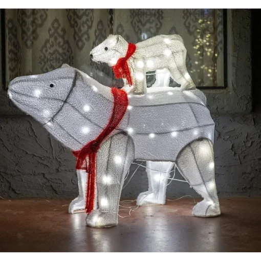2pcs LED Christmas Polar Bear Plush Yard Lights