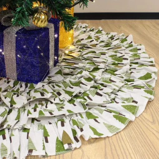 Ruffle Trim Burlap Christmas Tree Skirt 48in