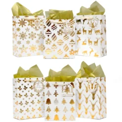 12pcs Christmas Gold Foil Gift Bags