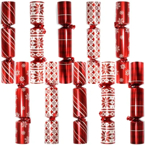 10pcs Red Christmas Crackers Party Favors